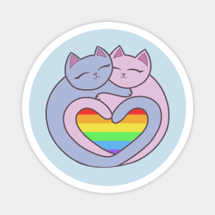 Rainbow Pride Heart Cats Kawaii Magnet